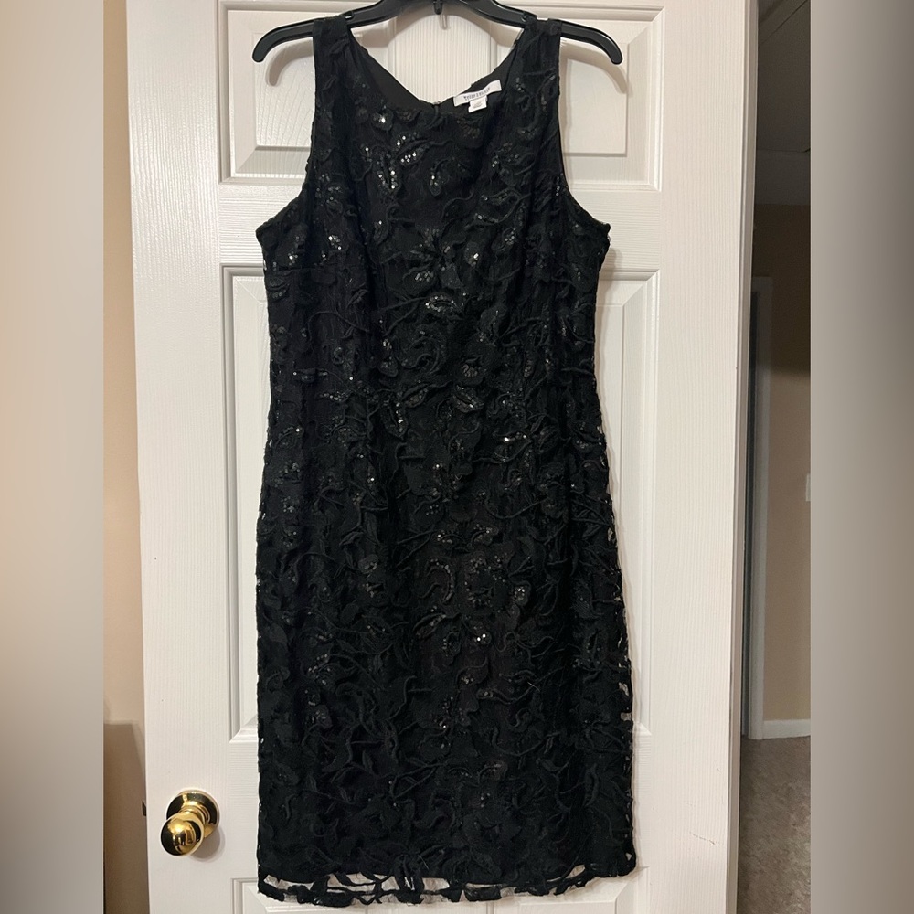White House Black Market Women’s Black Sequin Sheath Dress